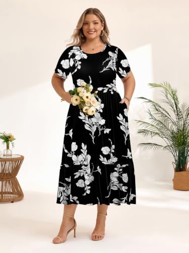 Image of LARACE Plus Size Dresses for Women Summer Maxi Casual Dress with Pockets