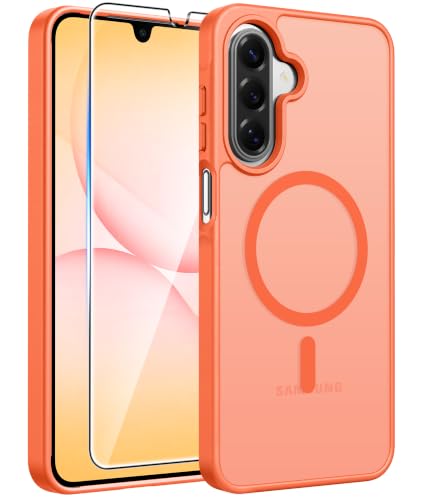 Image of FNTCASE for Galaxy A17 /A16 5G Phone Case, Fit for Magsafe, Screen Protector | Translucent Matte, 14FT Military Grade Drop Protection, Slim Shockproof Protective, for Samsung A 17 A 16 Cover, Orange