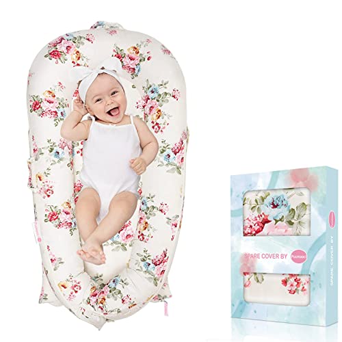 Image of Baby Lounger Cover for Dockatot Deluxe + | 100% Cotton Hypoallergenic Newborn Premium Quality Spare Cover(Cover Only) (Rose)