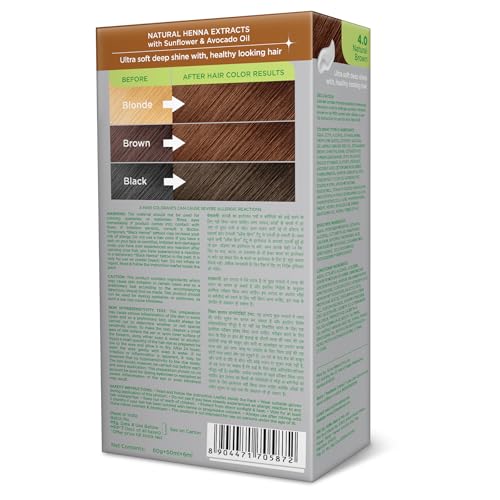 Image of Nisha Creme Hair Color, Permanent Hair Colour Natural Brown, Silky & Shiny 100% Grey Coverage & Ammonia Free Color With Natural Henna Extract, 60G+60Ml
