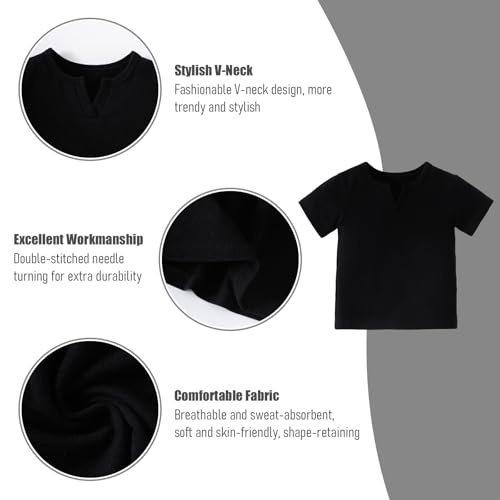 OPAWO Toddler Boy Shirts 3 Pack, V-Neck Short Sleeve Toddler Tshirts, Blank Baby Tee Shirts Summer Tops 12 Months-5T2