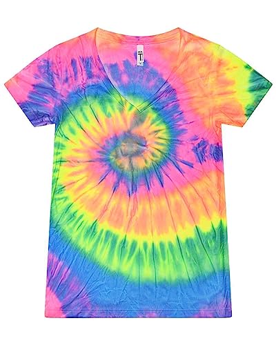 Colortone Slim Fit Short Sleeve V-Neck Tie Dye T-Shirts for Women - Womens Tie Dye Tops for Summer3