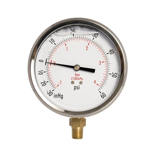 Manomètre de pression d'huile anti-vibration en acier inoxydable 1/4 NPT 4 pouces