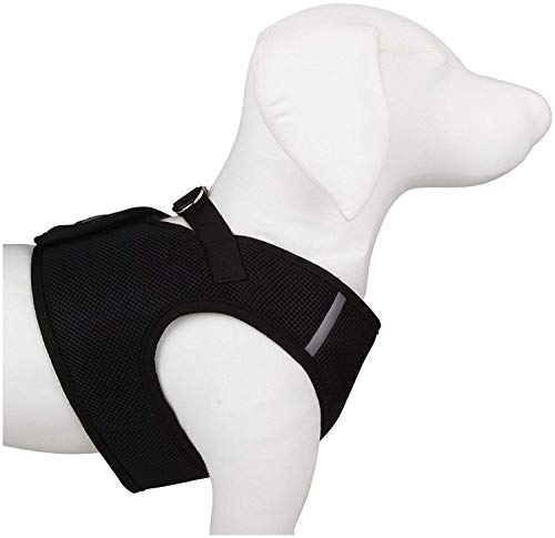 The Worthy Dog Sidekick Harness with Comfy Padded Mesh Velcro Adjustable, Outdoor, Easy Walk Vest - XX-Large, Black