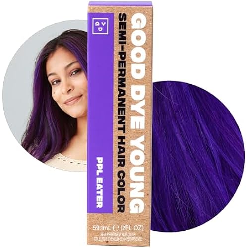 Good Dye Young Streaks and Strands Semi Permanent Purple Hair Color (PPL Eater) - UV Protective Temporary Conditioning Dye for 15-24+ Washes - Vegan & Cruelty-Free