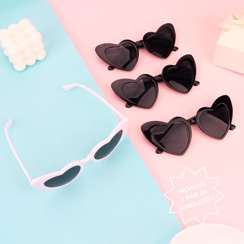 White Veil and Heart Sunglasses 8 Pack, Bachelorette Party Bridesmaid Bridal Bachelorette Sunglasses Bachelorette Party Accessories3