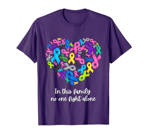 In This Family No One Fight Alone Cancer Awareness Ribbon T-Shirt