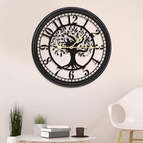 GEXHSRGD Orologi da Parete Grande Senza Ticchettio, Orologio dell'Albero della Vita, Orologio da Parete da 60 Cm a Batterie, Arredamento Casa di Stile per Soggiorno, Ufficio, Studio - Numeri Arabi