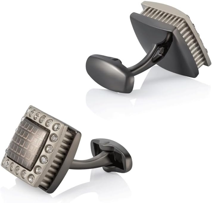 スクエア メッキ ダイヤモンド 合金 カフスボタン メンズ シャツ アクセサリー フレンチ カフスボタン (ロッソ 19.5*17M