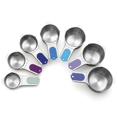 Image of Spring Chef Magnetic Stainless Steel Measuring Cups Set of 7, Winter Frost