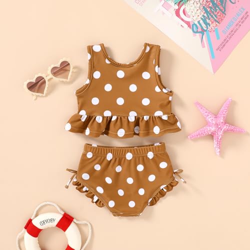 Toddler Girls Swimsuit Outfit Ruffle Floral Sleeveless Bikini Two Piece Bathing Suit for Baby Girl3