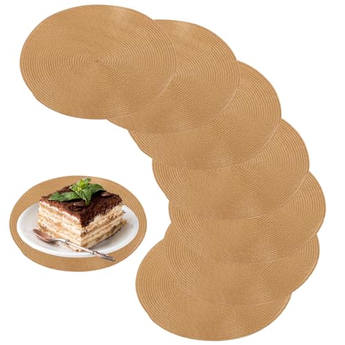 LDHHYH Juego de 8 manteles individuales dorados redondos, 38 cm, redondos, lavables y resistentes al calor, manteles individuales redondos, lavables