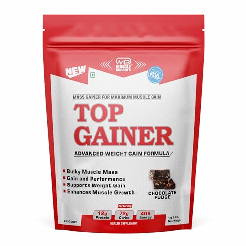 Image of M B Muscle Builder's High Protein Mass Gainer For Muscle Mass With Fruits Extracts,BCAAs And Advanced Weight Gain Formula,Top Gainer | weight gainer | 2lbs(Chocolate)