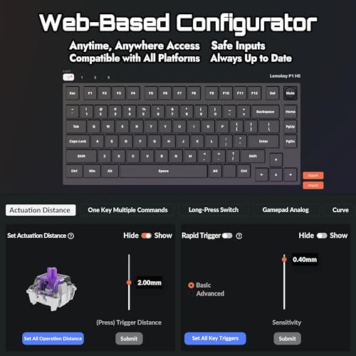 Image of LEMOKEY P1 HE 75% Wireless Custom Mechanical Gaming Keyboard with Gateron Double-Rail Magnetic Switches Knob Version, QMK 2.4 GHz Bluetooth 5.2 RGB Backlight Compatible with Mac Windows Linux-White