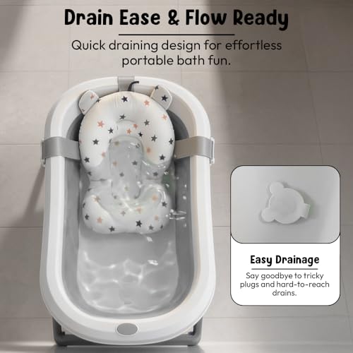 Image of StarAndDaisy Bath Tub for Baby 0-5 Years /Foldable Bath tub for Kids with Cushion, Space Saving Design, Newborn Baby Folding Bathing Tub Girls & Boys, Easy to Store tub -Grey