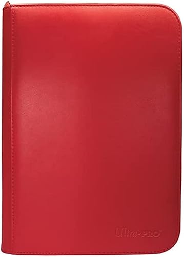 Ultra PRO - Vivid 4 bolsillos con cremallera PRO-Binder (rojo) protege hasta 160 tarjetas coleccionables coleccionables, tarjetas deportivas o
