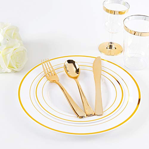 Buy Supernal 60pcs Gold Plastic Dinnerware, Gold Plates with Plastic
