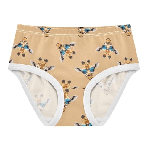 Joisal Cotton Toddler Girls Underwear Cute Giraffes Heads Beige Panties Little Girl Print Kids Undies Briefs 2t