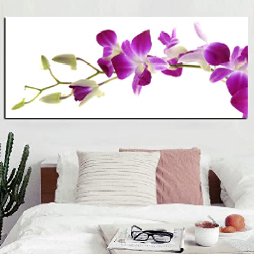 Impression sur toile moderne orchidée violette art mural salon 70x175 cm