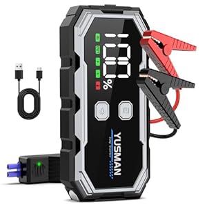 YUSMAN Arrancador de Baterias de Coches, 4500A 12V para 7L de Gasolina o 5L de DiÃ©sel, Arrancador Coche Portatil con Pantalla LCD, Jump Starter con 3 Modos LED, Carga RÃ¡pid