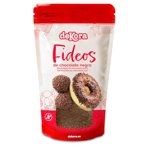 dekora Vermicelles de Chocolat Noir 100 g – Topping pour Décorations de Pâtisserie et Gâteaux – Sprinkles et Copeaux de Chocolat pour Cupcakes et Desserts