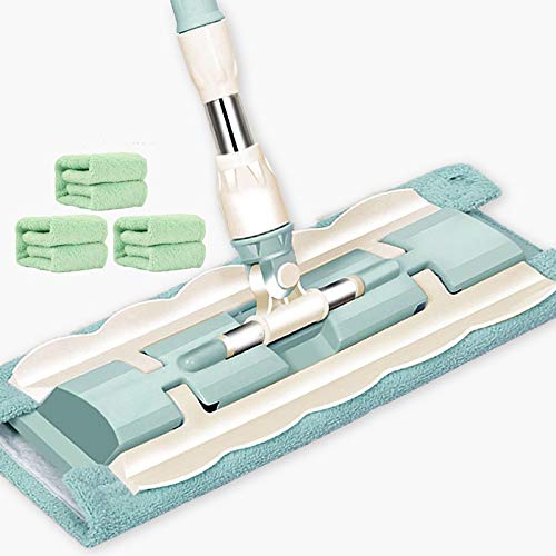 Fregona plana telescópica para suelos, con almohadillas de microfibra grandes, fregona giratoria con mango de 360 ​​grados, limpiador de suelos de cocina y ventanas para el hogar, azulejos de madera
