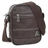 Lois - Bolso Hombre Piel Vegana Estilo Moderno, práctico y elegante Bandoleras Hombre Piel Sintética ideal para viajes y trabajo, urbana y funcional, Marron