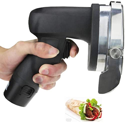 Máquina cortadora de Carne, Cuchillo de Kebab eléctrico Cortador de Kebab Profesional de Acero Inoxidable Cortador de Kebab Doner Cortador de Kebab Puede Ajustar el Grosor - Negro