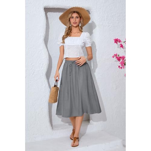 Image of Witsmile Women's Summer Pleated High Waisted Casual Flowy Skirt Pockets