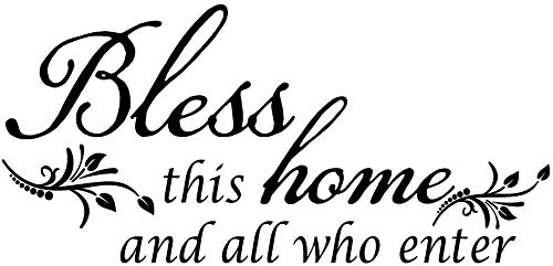 Black 33''X 15'' Bless This Home and All who Enter - Vinyl Wall Decal Entryway Living Room Décor Art Letters Quotes Stencil