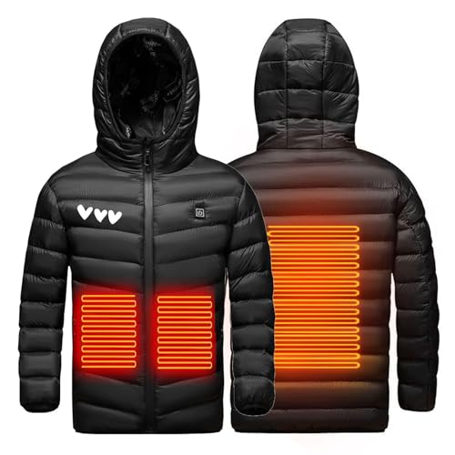 Heated Jacket for Kids Hood Jackets Boys Girls 3 Heating Zones Heated Coat USB Electric Body Warmer Waterproof Jacket
