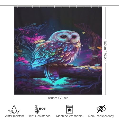 Rideau de douche hibou en polyester imperméable 183x183 cm - 4
