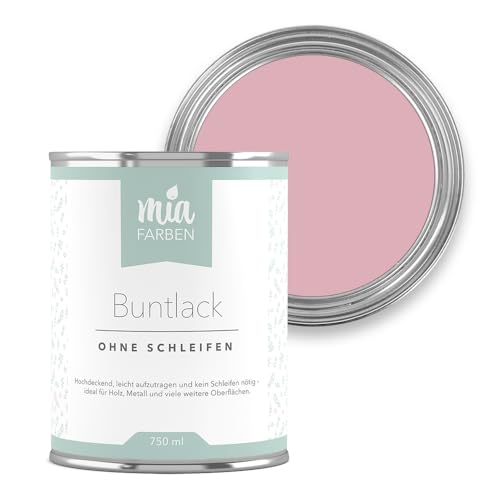 miafarben Buntlack ohne schleifen 750ml Möbelfarbe Möbellack für Holz Metall Kunststoff (Liebliche Erdbeercreme)
