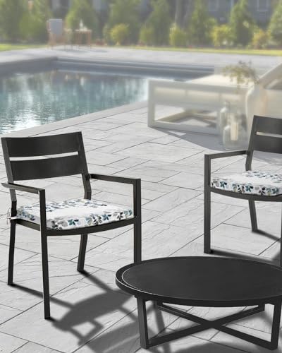 Edwiinsa Blue Eucalyptus Indoor/Outdoor Seat Cushions Cover,Waterproof Patio Chaise Lounge Cushion Cover for Beach Pool Side Chair Cushions 22x22x4 Pieces Country Rustic Grey Leaves Bird