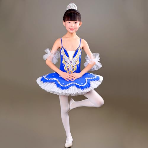 Robe tutu de ballet à paillettes scintillantes vêtement de danse bleu