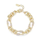 YOVIEE Bracelet for Women 14K Gold Cuban Link Chain Simple Jewelry Cute Bracelet Gift for Women (02-Buckle and Oval Link)