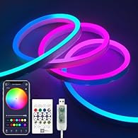 RGB Smart IC Effect: 2m led strip lights, This USB Neon Rope Light use RGBIC technology, so you can choose your favourite light colour. With over 16 million colours and multiple light modes, it can be used in a variety of scenarios, ideal for home de...