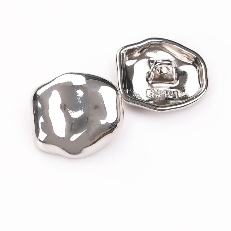 20 botones irregulares con vástago, for ropa, cárdigans, abrigos(Silver,18 mmx16.5 mm)