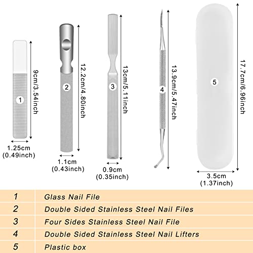 Cgbe Stainless Steel Nail Files , Double Sided Metal Nail Files With Anti-Slip Handle, Glass Nail File And Nail Lifters Reusable Manicure Filer For Natural Nails, Great For Home Salon Or Travel Use #TOP1