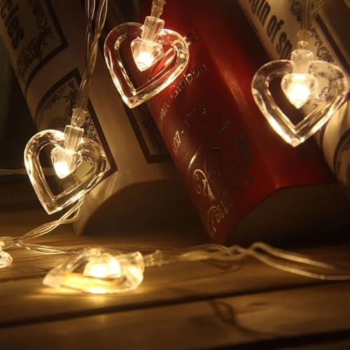 Image of Party Propz Heart Shape Lights for Decoration - 1 Pc, 4m, 8 Led, Heart String Light for Decorations, Decorative Lights for Home, Led Lights for Home Decoration (Corded, Warm White Glow)