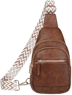 VASCHY Sling Bag for Women, Anti-theft Vegan Leather Chest Bag Lightweight Water Resistant Crossbody Rucksack for Hiking,Sport,Travel