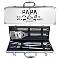 Papa Gifts, Fathers Day Papa Gifts for Him Heavy Duty Grilling Accessories Kit for Backyard BBQ, Thick Stainless Steel Grill Utensils with Non-Slip Handle Tool for Men on Birthday Grandparents Day