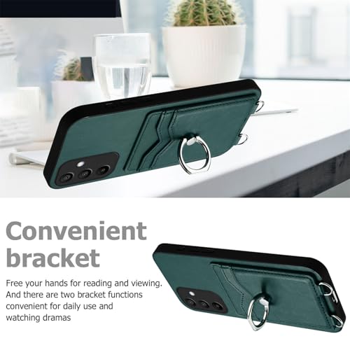 Coque portefeuille Galaxy A16 5G vert cordon mains libres