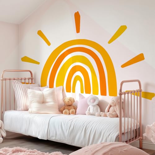 Vinilo decorativo removible arcoíris sol Boho para habitación infantil miniatura 4