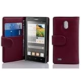Cadorabo Custodia Libro per Huawei ASCEND G700 in LILA BORDEAUX - con Vani di Carte e Funz...