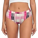 Nevjipu Womens Underwear Seamless - Fashion Pink Plaid Print Ladies No Show Underwear Briefs Panties Panty Bikini