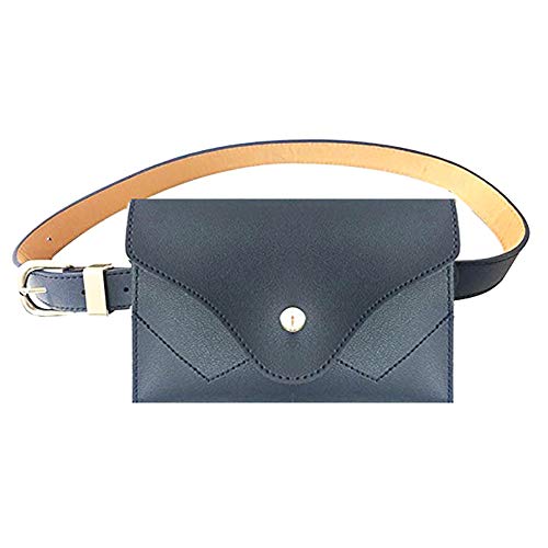 Famhome Riñonera de cuero, bolsa de cintura de cintura extraíble de viaje bolsa de teléfono celular Grandes Azul