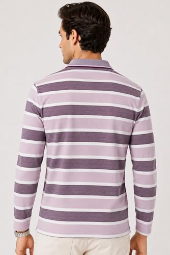 Image of SANE ORIGINALS Full Sleeves Polo T-Shirt for Men with Pocket || Stripe Collar and Pocket T-Shirt for Men Long Sleeves