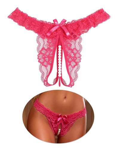 ohyeahlady String Ouvert à l'entrejambe Femme Grande Taille Culotte Ouverte Entrejambe Tanga avec Perles String Chic Hot Ficelle Tenue Hot Dessous Lingerie...