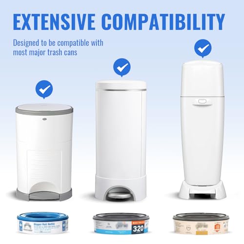 GDLVDI HOME Compatible with Diaper Genie Pails Diaper Pail Refills | 3 Pack Lemon Scent Continuous Long-Roll Liner Refills | Leak-Resistant Odor-Control Disposal Bags for Baby | Easy Cut & Tie Design - Thumbnail 2